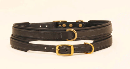 Tory Leather Narrow Padded Dog Collar With Center Dee