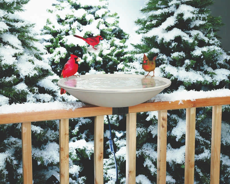 API Heated Deck Rail Birdbath with Quick Release