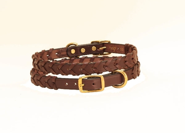 Tory Leather Laced Leather Dog Collar