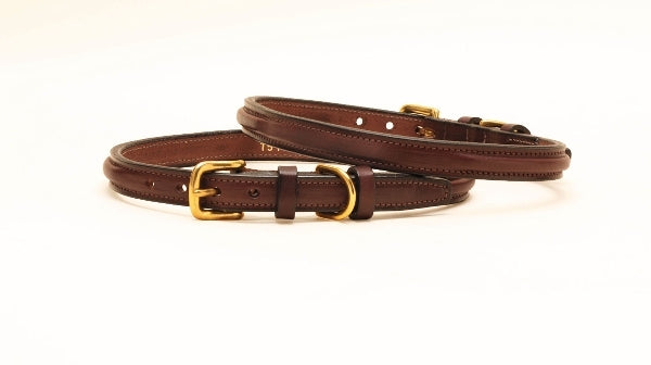 Tory Leather Deluxe Raised Leather Dog Collar With Raised Keepers