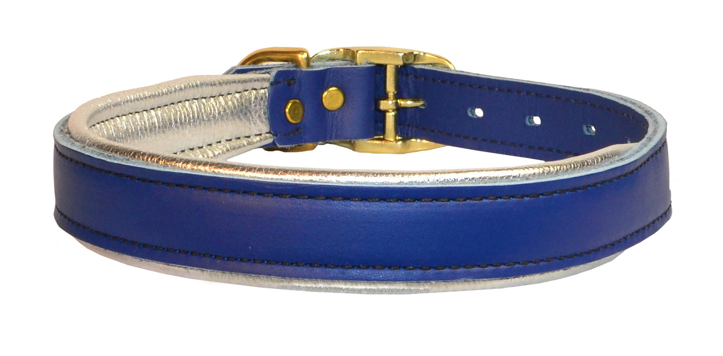 Perri's Metallic Padded Leather Dog Collar