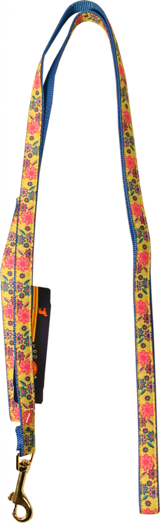 Ribbon Overlay Single Thick Dog Lead - Lime Floral