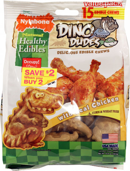 Nylabone Healthy Edibles Dino Dudes Value- 15 Count